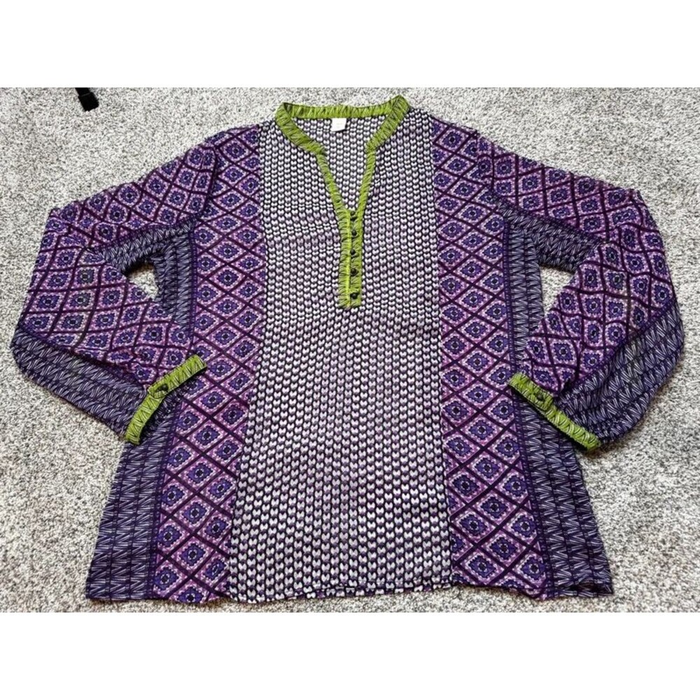 Women’s Sheer Kurta Tunic Geo Print Too Size L